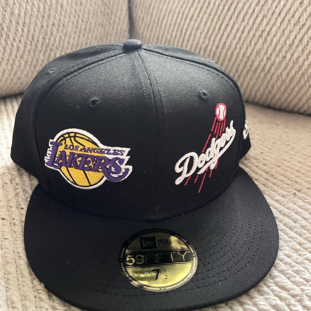 New Era Black Cap with Lakers and Dodgers Logos